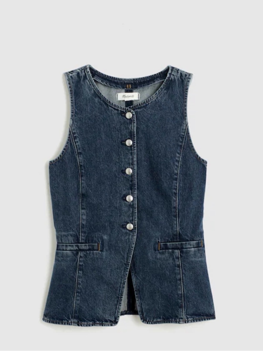 MADEWELL SIZE 4 Denim Crewneck Cutaway Vest in Greendale Wash NW302 $108 - Picture 4 of 8
